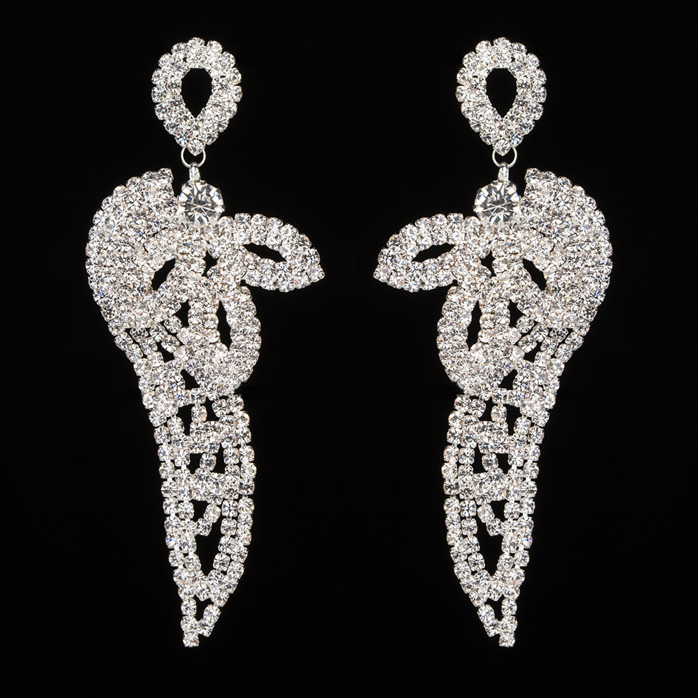 

Ornaments Ear Nail Earring Personality Rhinestone Tassels Leaf Earrings