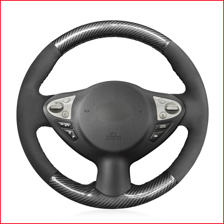 

Black PU Carbon Fiber Steering Wheel Cover for Infiniti FX FX35 FX37 FX50 QX70 Nissan Juke Maxima 370Z Sentra SV