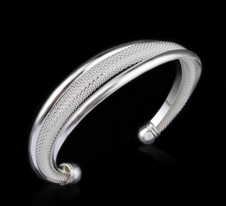

Fashion Sterling Silver Plated Bracelet for Women Charms Bangle 925 Silver Bracelets Party Jewelry Wholesale High Quality, Black