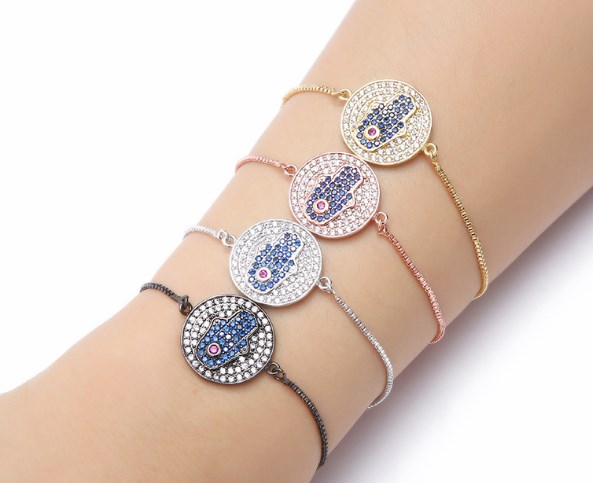 

gold silver Chain bracelet micro pave cz rope Cubic Zirconia bracelet adjusted Macrame xy35 round hand Charms Bangles gift