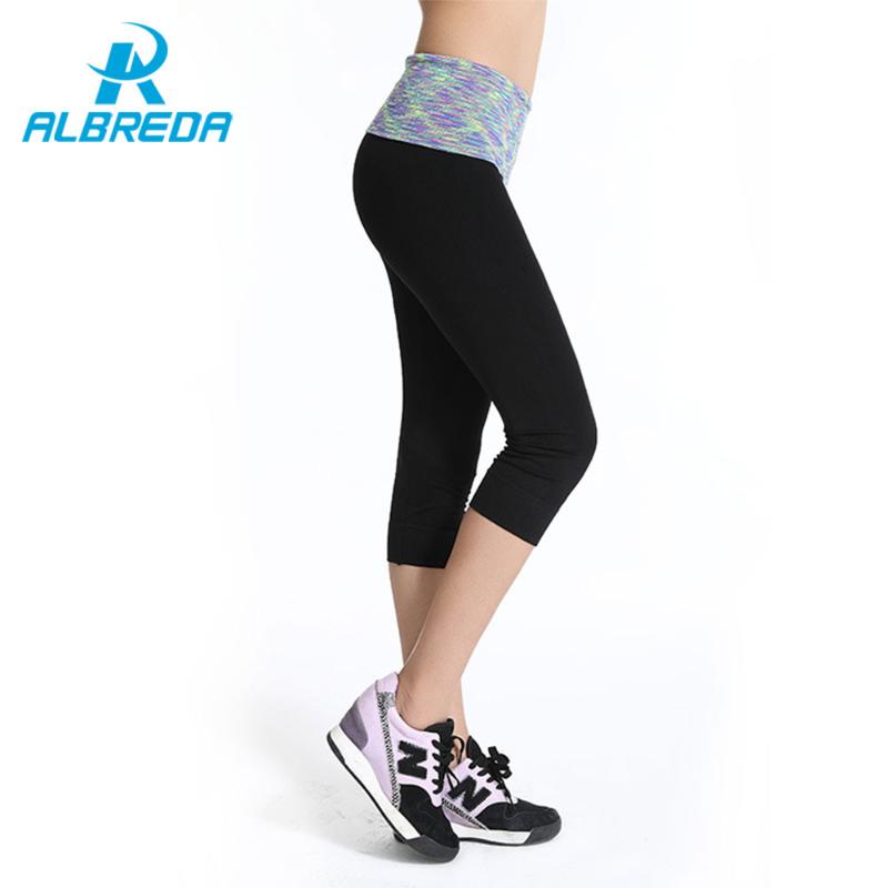 

ALBREDA New Arrival Women Outdoor Yoga Sports Leggings High Waist Elastic Quick dry Pants Female leisure jogging fitness pants, Blue