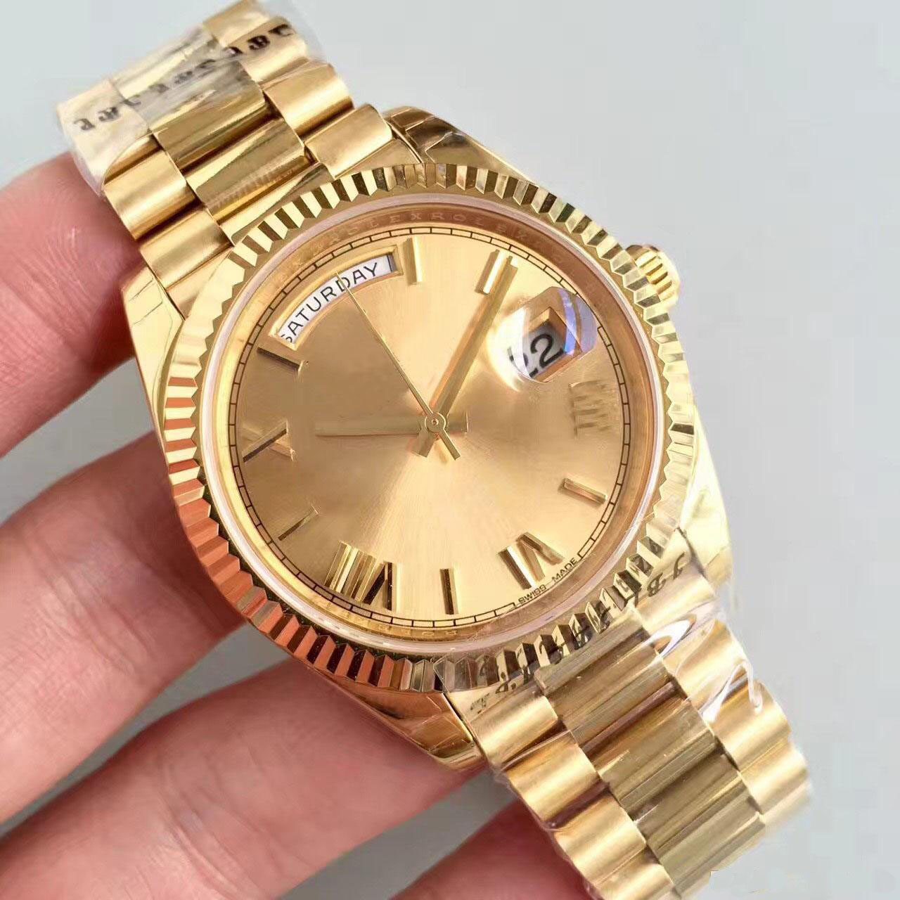 

High quality hot sale classicwatch day date 228238-83418 gold 40mm dial 2813 automatic movement original stainless steel strap free shipping, Only waterproof 50m
