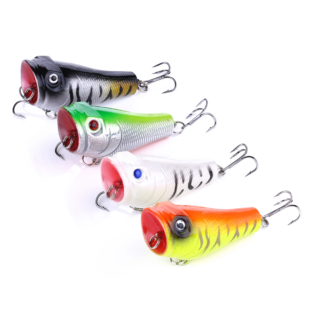

40PCS Popper Top Water Minnow Fishing Lures Artificial Hard Bait Bass Wobbler Fish Tackle 5cm 8.8g