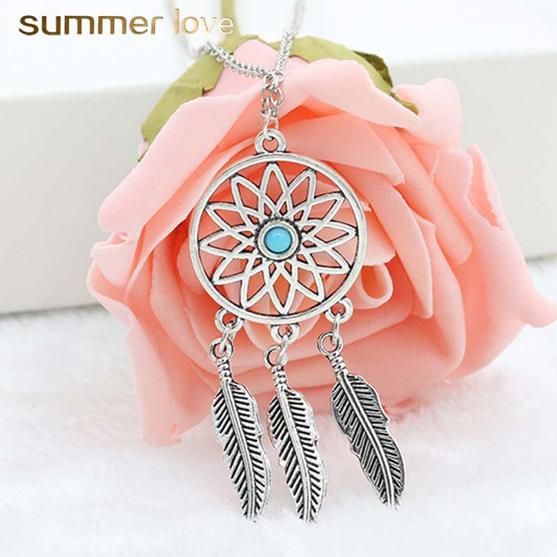 

Hot Sale Dream Catcher Feaher Hollow Pendant Necklace for Women Adjustable Size Silver Plating Chain Necklace Trendy Jewelry Gift