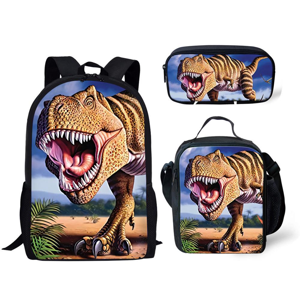 3PCS Jurassic Dinosaur Kid/'s Schoolbag Backpack Cross Body Bag Pencil Case LOT