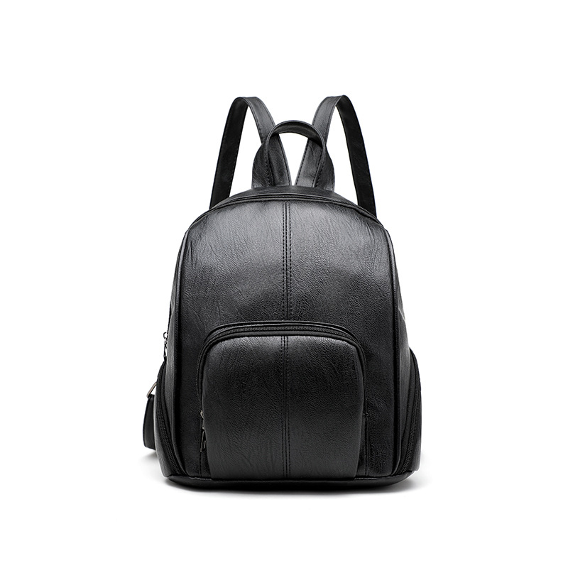 

Fashion backpack female new backpack large capacity student washed leather Unisex small black