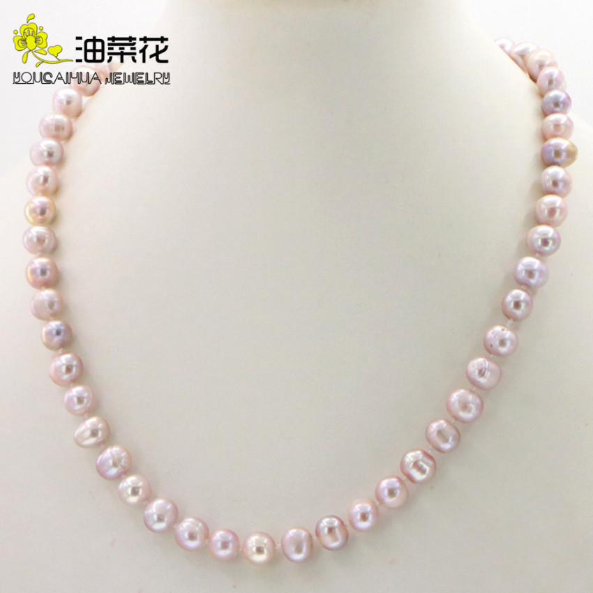 

Hot New Fashion Natural Freshwater Cultured Pearl 8-9MM Necklace Tie Jewelry Beautiful Wholesale Woman Girl Wedding Birthday Gift Design, Mixed colors