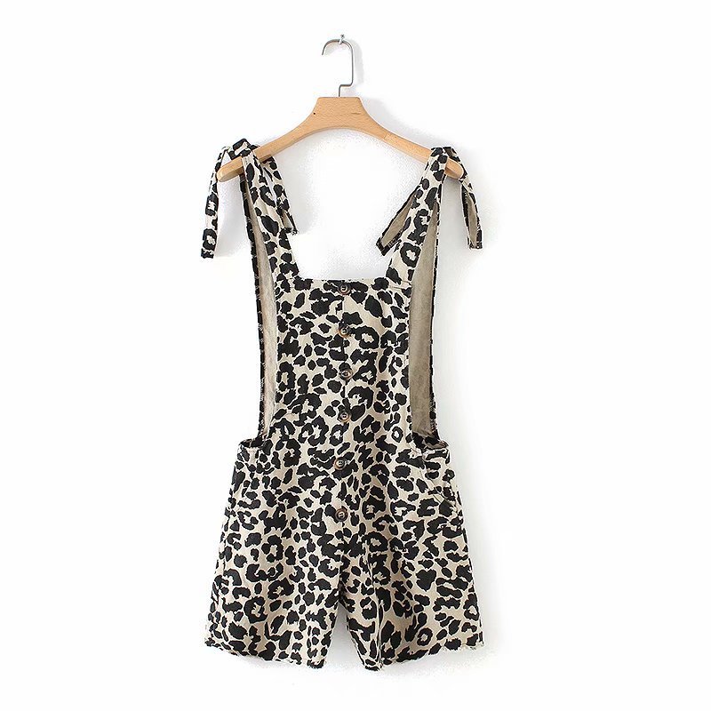 leopard print short overalls