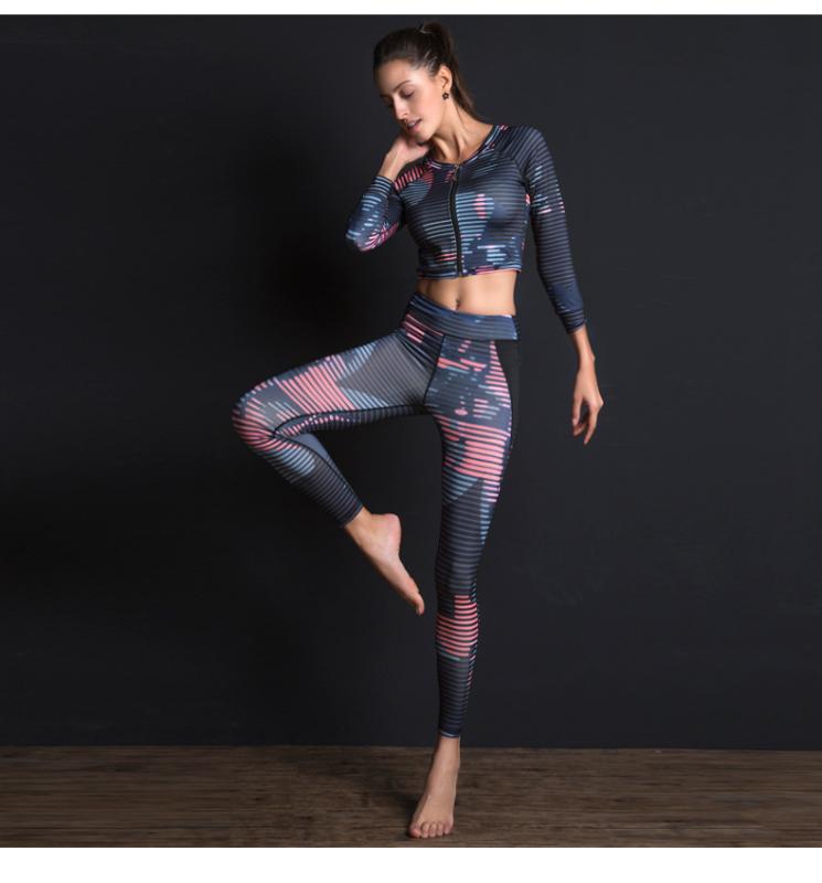 

2020 New Yoga Clothes Sports Fitness Clothes Set Three-piece Bra Coat & Trousers Long Sleeve Running Leggings Workout Clothing