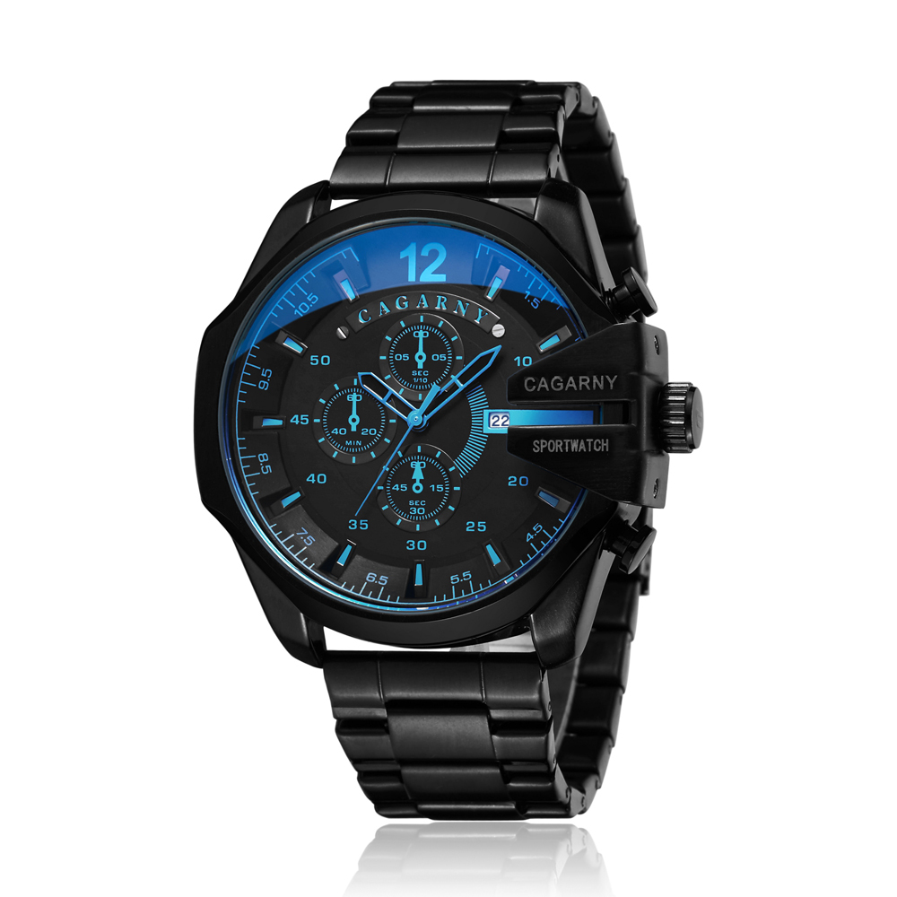 

Cagarny Mens Quartz Wrist Watch Luxury Sport Wristwatch Waterproof Black Stainless Male Watches Clock Military Relogio Masculino LY191226, Ssilver white