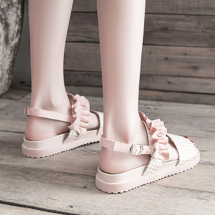 

Sandals ladies 2020 summer new versatile thick bottom gentle student fairy wind Roman flat shoes ins tide, Black