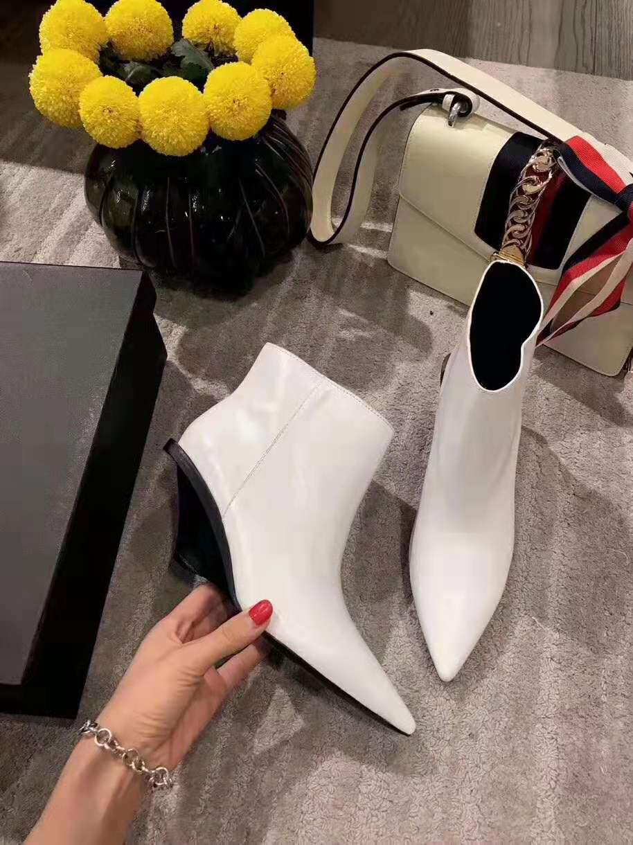 

women fashion pointed toe dress boots 19ss design wedding party autumn knight boots roman martin boots white prom retro short booties