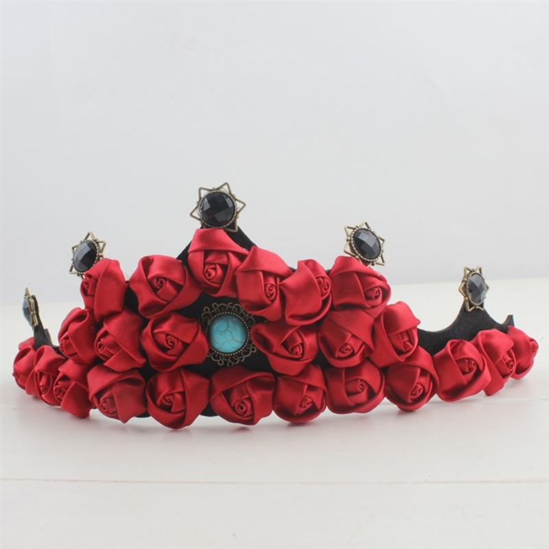 

1pc Elastic Hair Band Simulation Rose Headband Retro Headdress Crown Shaped Headwear Christmas Party Decoration