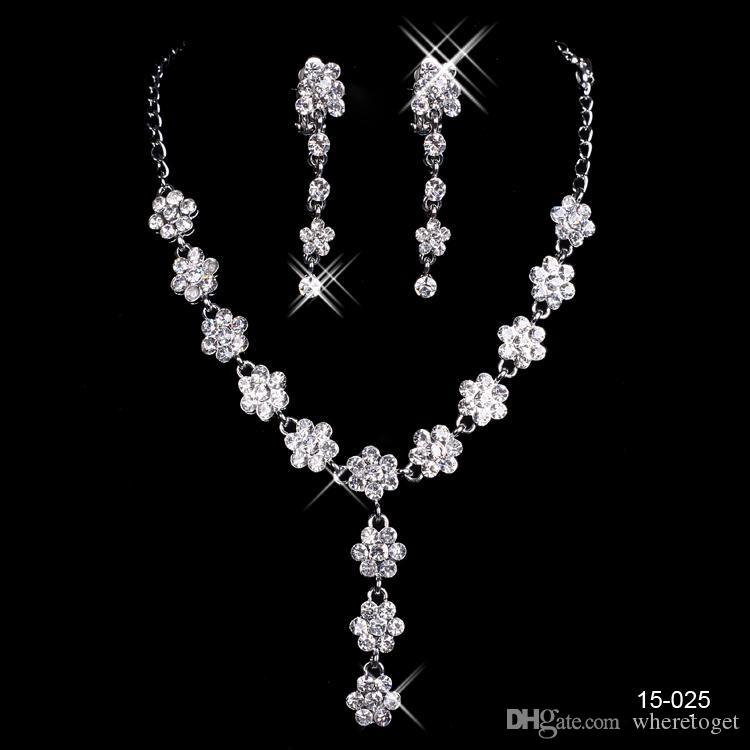 

Cheap Bridal Jewelry Charming Alloy Plated Rhinestones Pearls Crystal Jewelry Set for Wedding Bride Bridesmaid Free Shipping In 15025, Silver