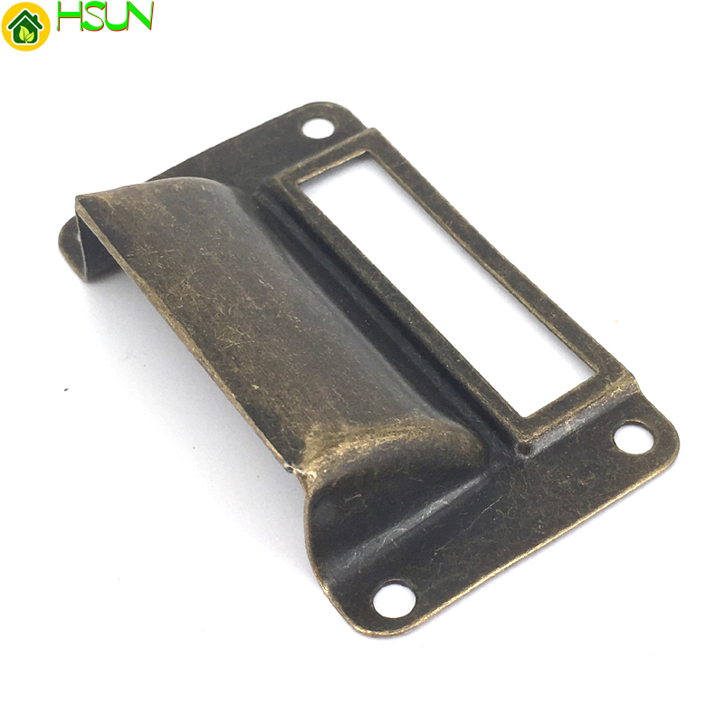 

Bronze Tone Metal Cupboard Cabinet Door cup pull Handle Vintage Label Frame Drawer Box Case Cabinet Card Holders