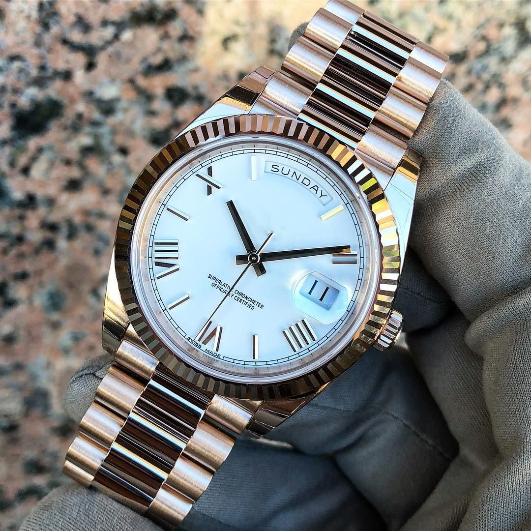 

13 style hot sale master 40mm Day-date 228235 228238 118138 fluted bezel everose president bracelet mechanical automatic luxury mens watches, Black