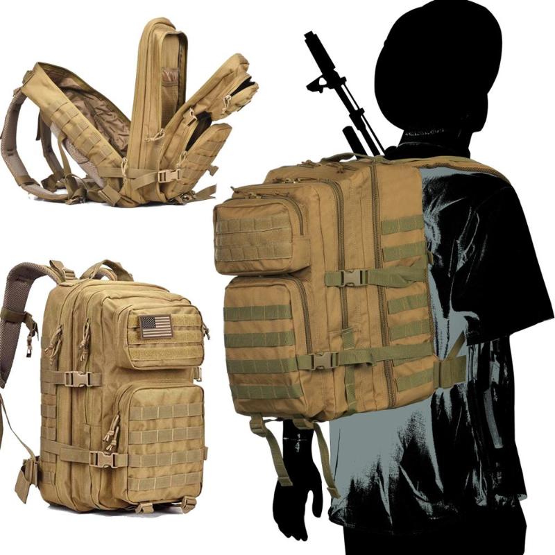 

WAR GROUND Tactical Bag Backpack 50L Waterproof Outdoor Mountaineering Large Capacity Camping Hunting Climbing Bag, Black