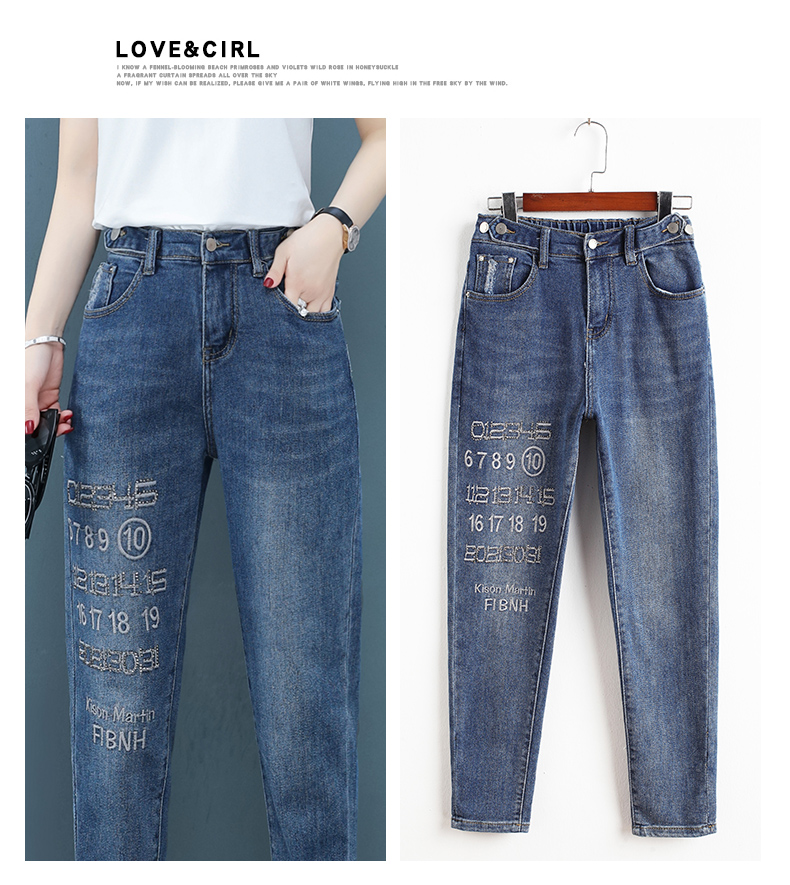 

The Blue The New Han Edition Show Thin Embroidery Straight Torre Turnip Pants