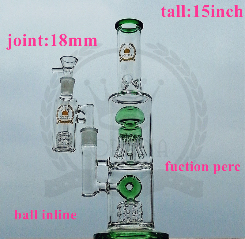 

15 Inch Mini hookah Glass Bong Showerhead Perc Dab Rig Heady Water Pipes Small Beaker Oil Rigs With 18mm Joint