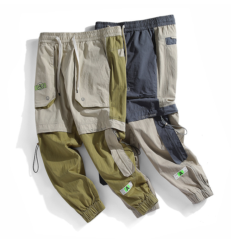 

Hong Kong Style Overalls Men's Spring 2020 New Hip-hop Pants Youth Tide Brand Color Matching Beam Pants, Black