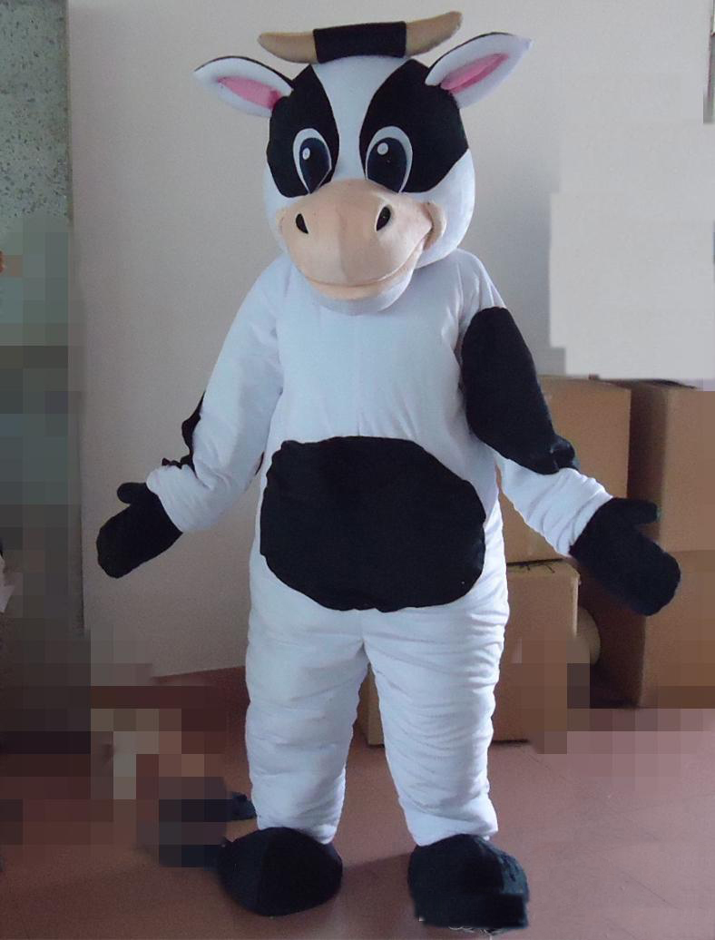 

2019 factory sale hot black and white dairy cows mascot costume for adult to wear for sale, As picture