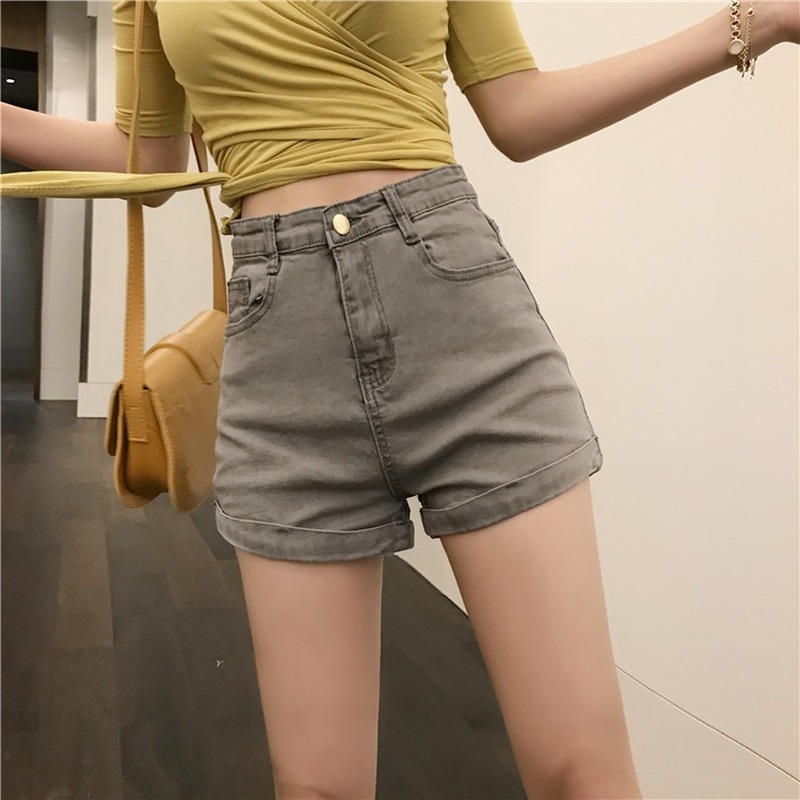 

High Waist Denim Shorts for Women Vintage Sexy Straight Shorts Jeans Women Curled Denim Feminino Slim Hip Plus Size 2020, Black