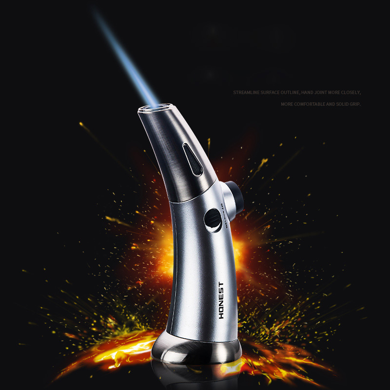 

Honest Table Blow Torch Lighter Refillable Windproof Straight Flame Jet Gun Lighters with Fire Lock Free Your Hands for Outdoor Cooking BBQ