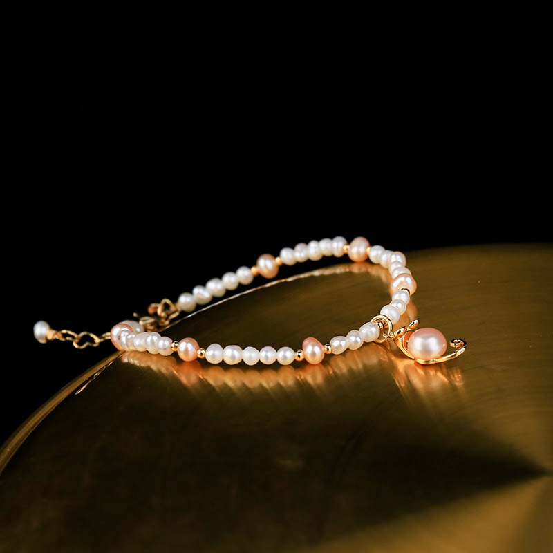 

2020 New Wholesale Freshwater pearl Bracelets for women Charm Real White Pearl Bracelet Girl Gift Pearls Fine Jewelry, Golden;silver