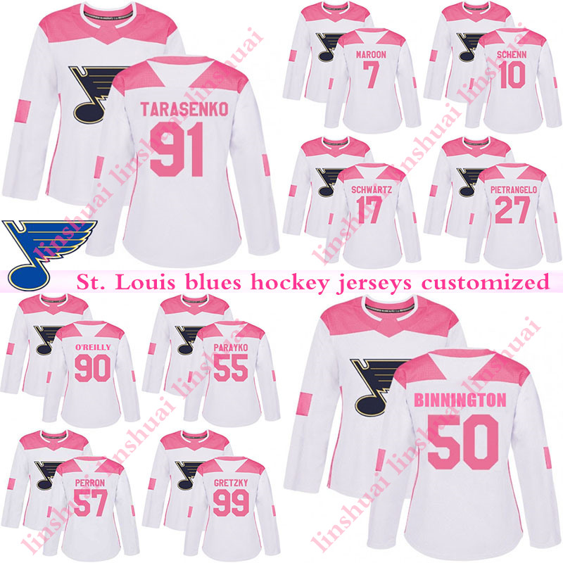 pink blues hockey jersey