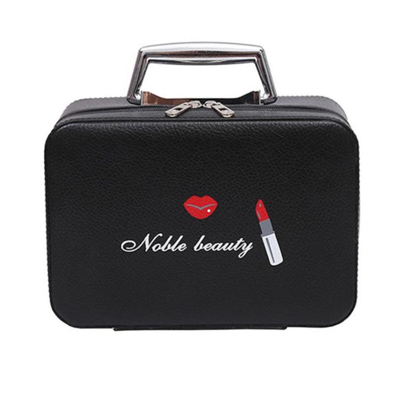 

Cosmetic Bags & Cases Makeup Case Cosmetics Beauty Casket Organizer Birthday Gift Portable Travel Bag Zipper Storage #Zer, Black
