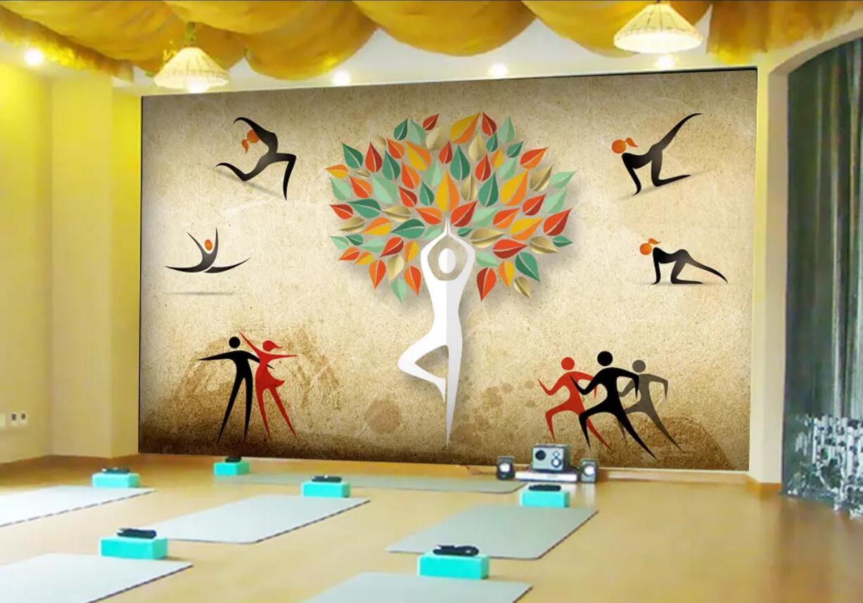 

3d room wallpaper custom photo non-woven mural Vintage yoga styling yoga studio tooling wall wallpaper for walls 3 d, Picture shows