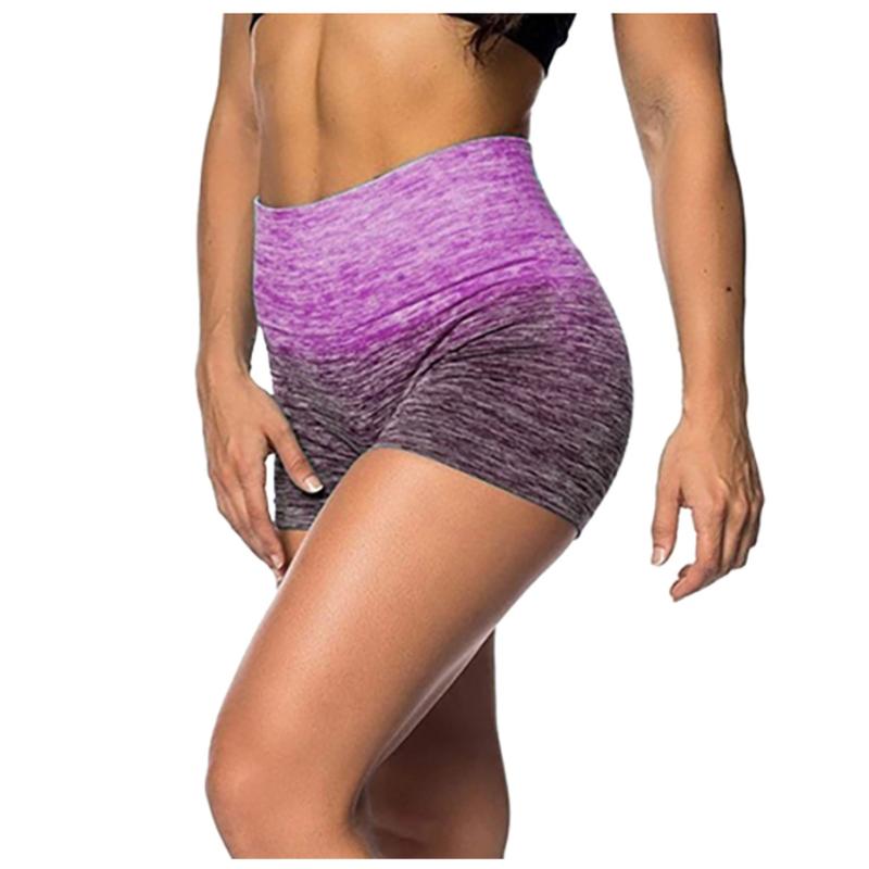 

Summer Women Sexy Yoga shorts Colorful Running Shorts Elastic High Waist Leggings Sports Yoga gradient, Red
