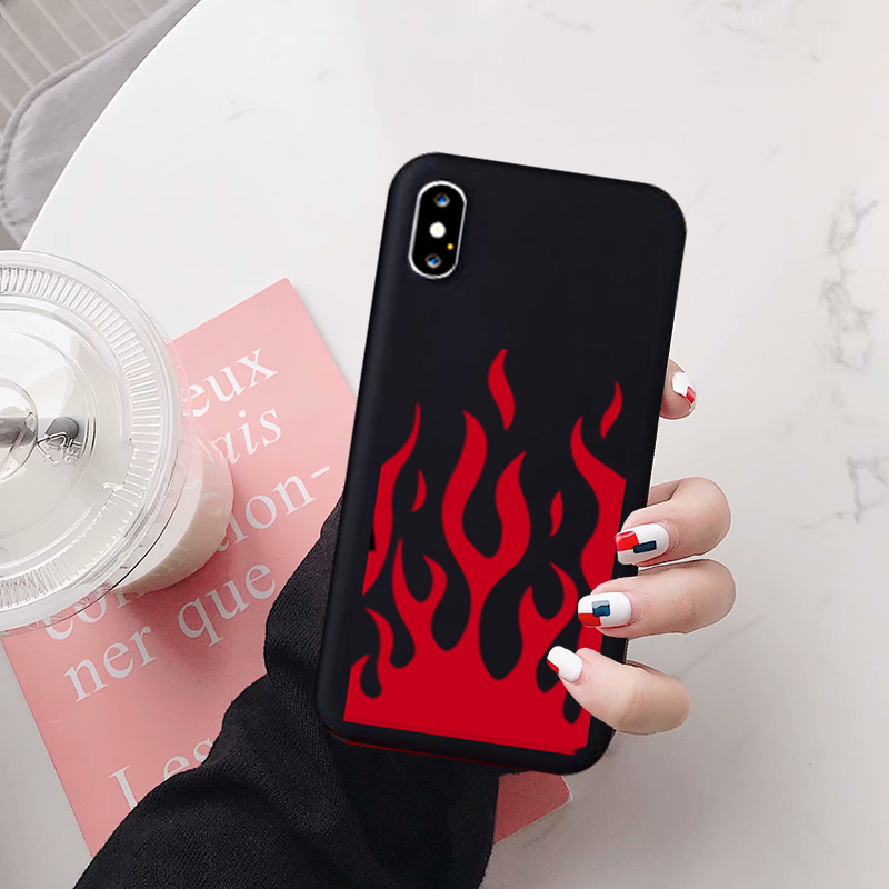 

Flame Pattern Phone Case For iPhone X XS MAX 11 Pro XR 7 8 6Plus SE 2020 Black Red Soft Silicone Back Cover Capa, Style 1