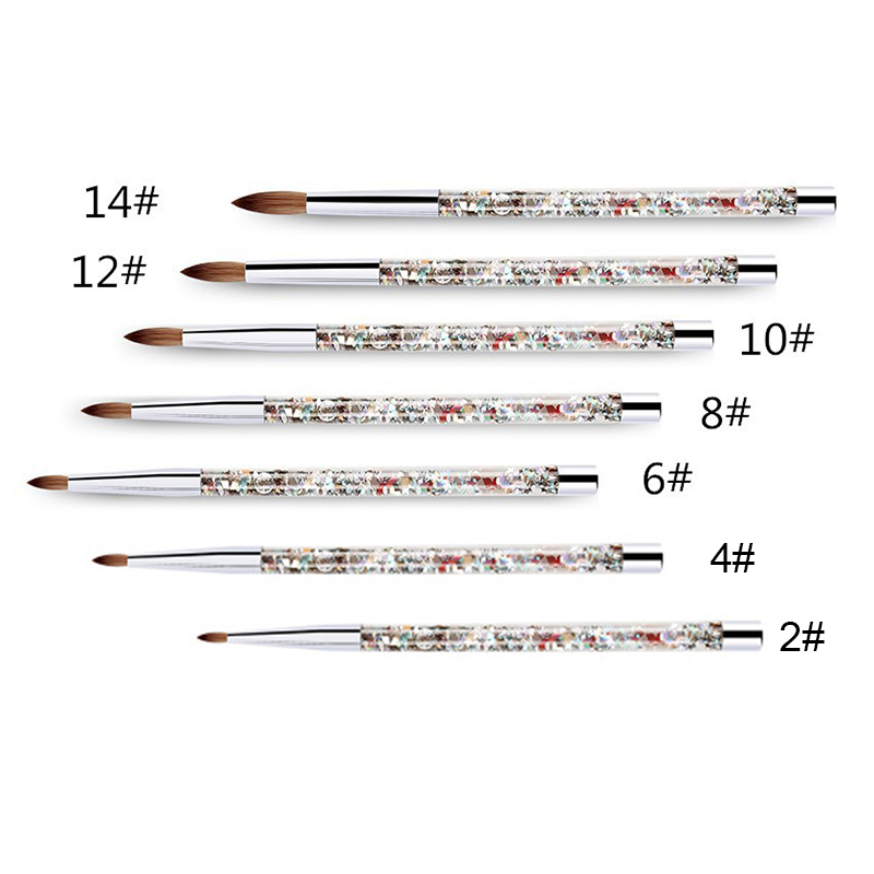 

1pc Crystal Acrylic Nail Brush UV Gel Nail Polish Brushes For Art Painting Drawing Brush Phototherapy Tools 7 Size