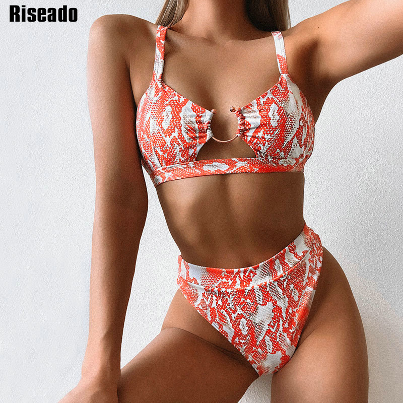 

Riseado 2020 Bikinis Women Swimsuits High Waisted Swimwear Push Up Bathing Suits Leopard Beach Wear biquini Brazilian Bikinis
