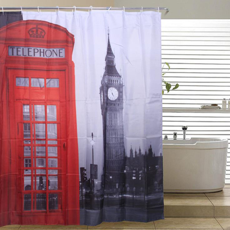 

London Big Ben Shower Curtains Famous City Landmark Pattern Paris Shower Curtain Fashion Polyester Fabric Bathroom Curtains 180cm*180cm