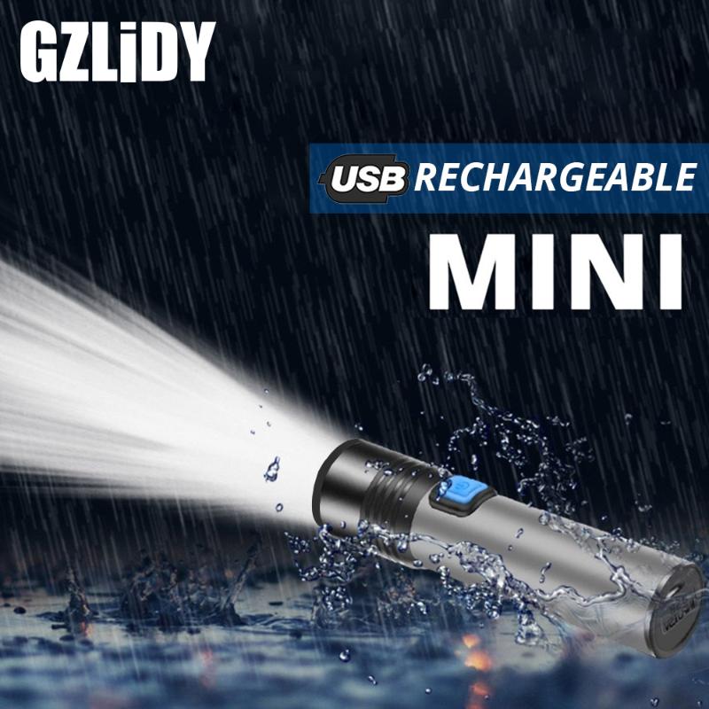 

USB Rechargeable T6 LED Mini Portable Torch with Built-in 1200mAh Lithium Battery Waterproof Zoomable Camping Light