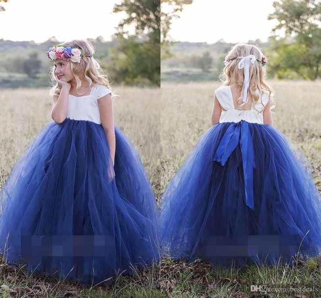 navy blue and ivory flower girl dresses