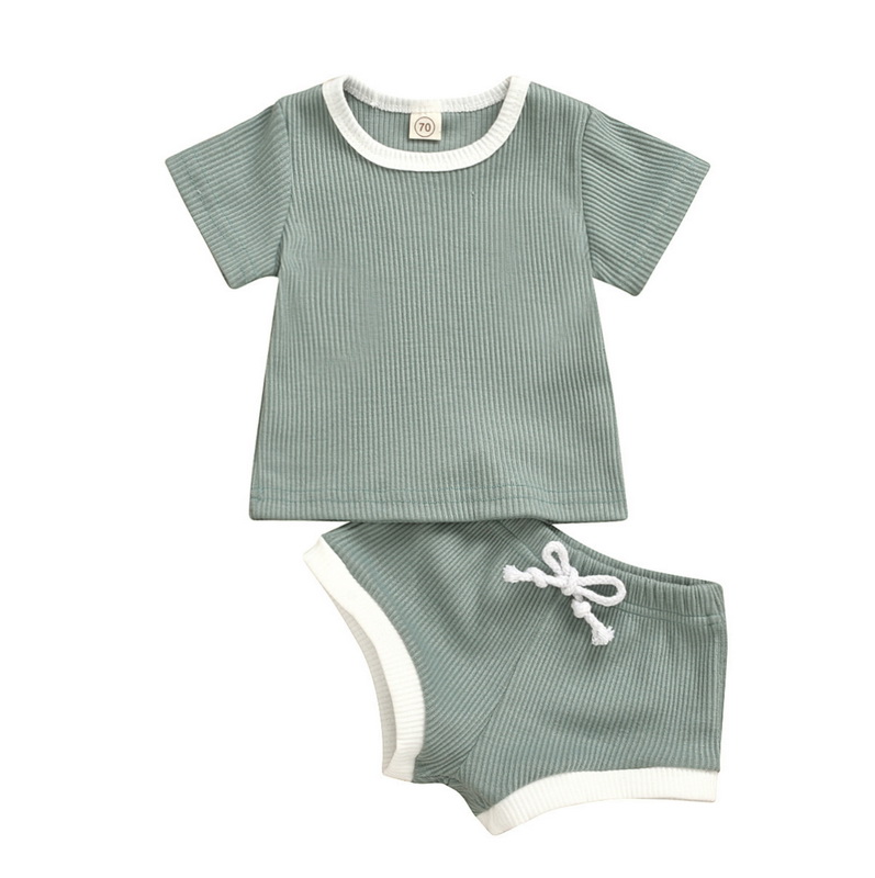

Newborn Baby 2pcs Set Summer Fashion Girls Boys Clothes Cotton Casual Short Sleeve Tops T-shirt+Shorts Infant Outfit E20368, Design 1 pink