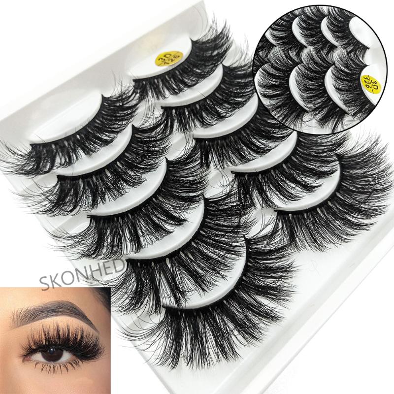 

5Pairs New Woman 3D Faux Mink Hair Soft False Eyelashes Fluffy Wispy Thick Lashes Handmade SoftBeauty Makeup Extension Tools