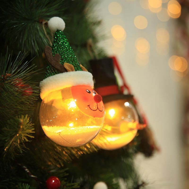

Warm White Glowing Light Plastic Flat Ball Pendant Home Party Decoration Christmas Tress Decorative Xmas