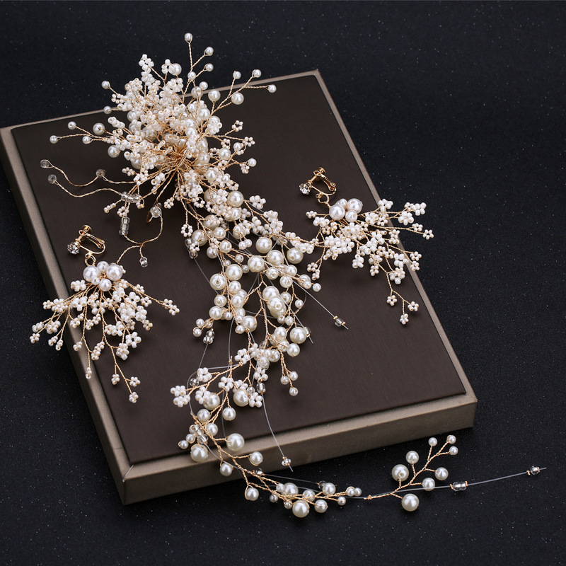 

Bride Headwear Korean Exceed Xiansen Fairy Hairdressing Decorate Wedding Dress Full Dress Pearl Long Tassels Hairpin Accessories Product