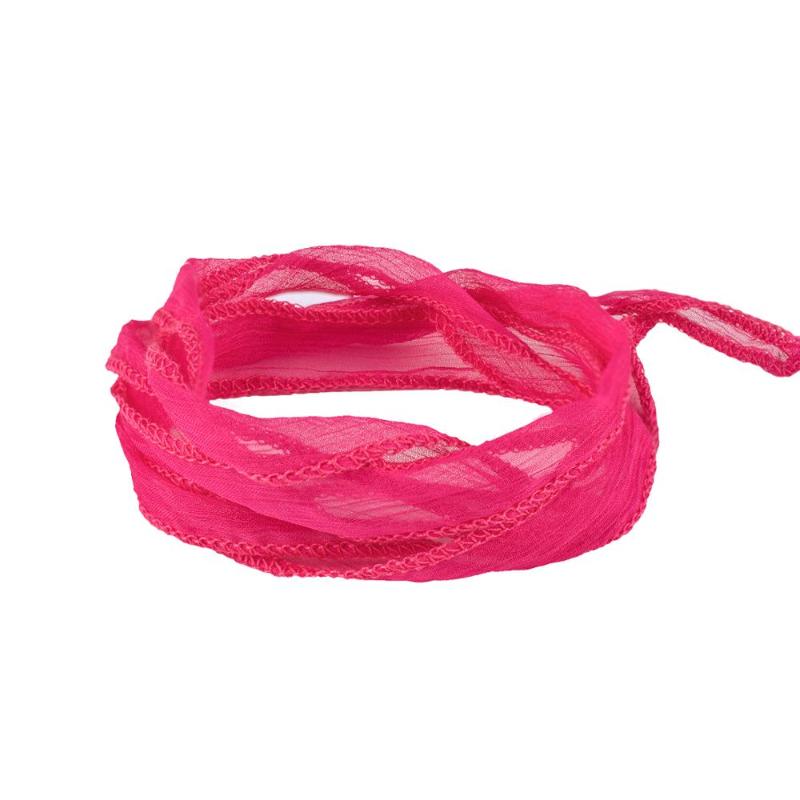 

KELITCH Gilrs Teen Summer Holiday Jewelry Bangles Cuff Pink Silk Ribbon Thin Wrap Bracelets Multilayered Cuff Bangles