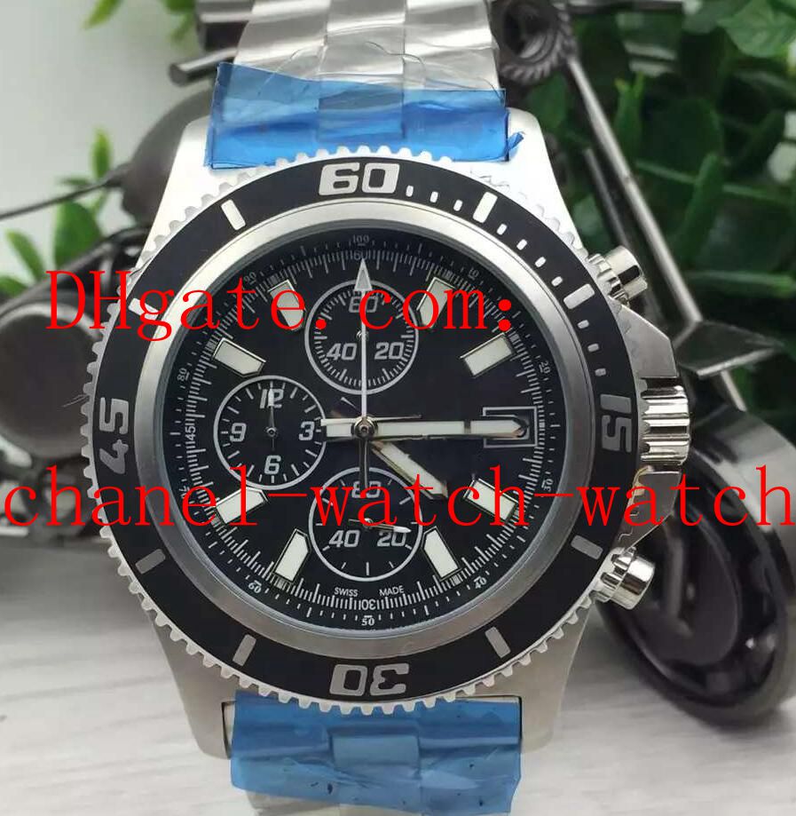 

Free shipping 4 color Super Ocean Chronograph Quartz Stainless Steel Mens Watch A13341 Black Dial Men's Wrist Watches, Customize
