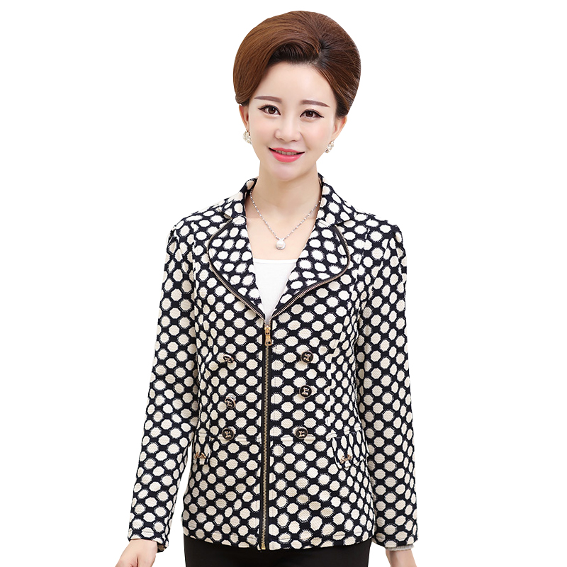 

Middle-aged and Elderly Women's Coat 2020 Spring Autumn Dot Printing Zipper Casual Jacket Outerwear Female Tops Plus Size  5XL, Big dot