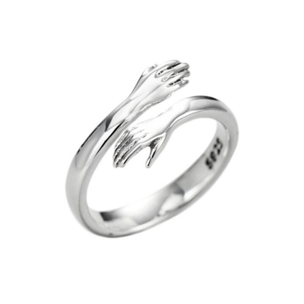 

hot new 925 sterling silver European and American jewelry love hug ring retro fashion tide flow open ring