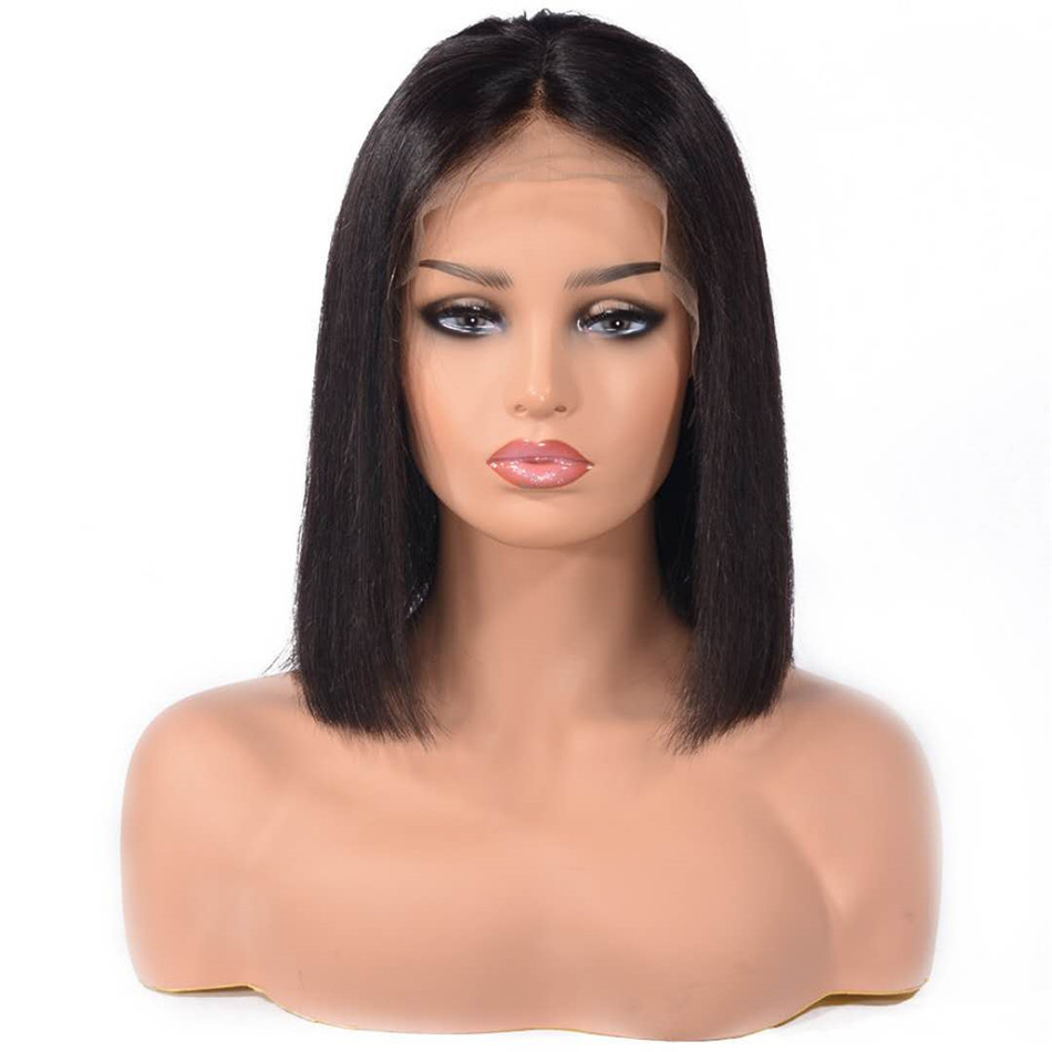 

Full Lace Human Hair Wigs 150% Pre Plucked Brazilian Straight Bob Wig for Women 10-16 inch, Natural color