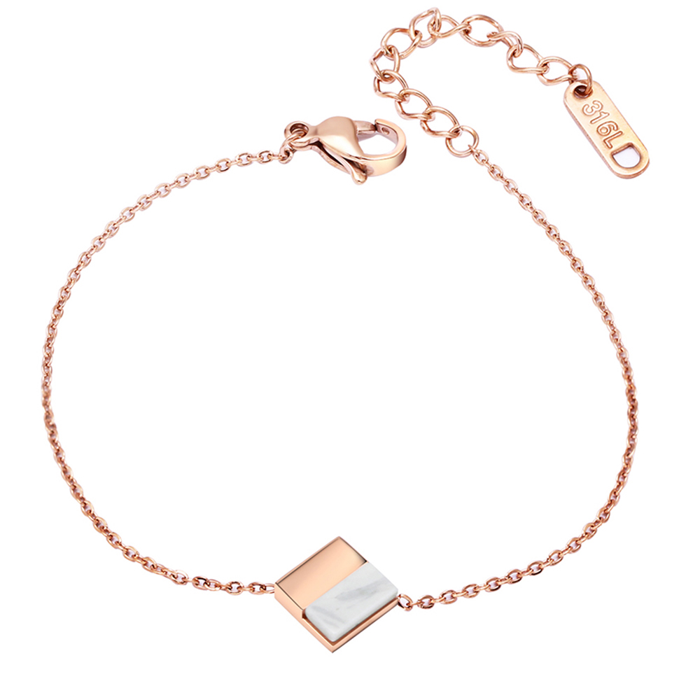 

316l stainless steel Square shape Thinner chain bracelet Rose gold/White/Gold color OL Jewelry Bracelet for women