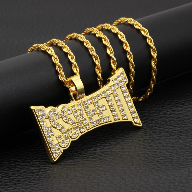

2019 New Iced Out ESSKEETIT Long Chain Pendant Necklaces Personalized Men Hip Hop Punk Silver Gold Charm Necklace Gifts