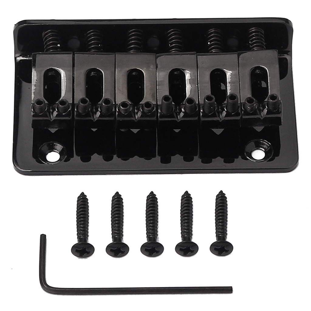 

6 String Electric Guitar Hard Tail Fixed Bridge 73mm with Screws and Wrench, Black